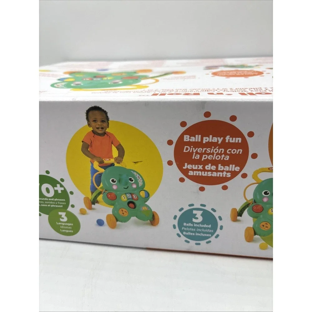 BRIGHT STARTS Elephant Stroll 'n Roll 2-in-1 Ball Play Baby Walker - 6M+ - NEW!